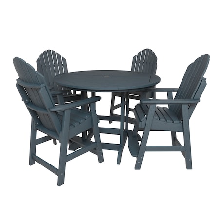 Highwood Usa Hamilton 5pc Round Counter Height Outdoor Patio Furniture Dining Set AD-CNA48-NBE